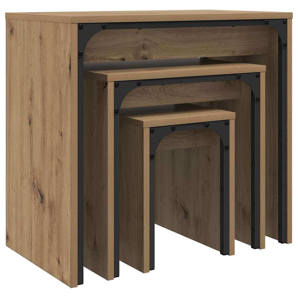 Kaffebord 3 pcs Artisan Eik Konstruert tre
