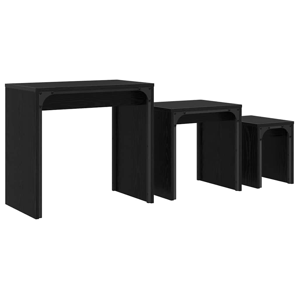 Kaffebord 3 pcs Svart Eik Konstruert tre