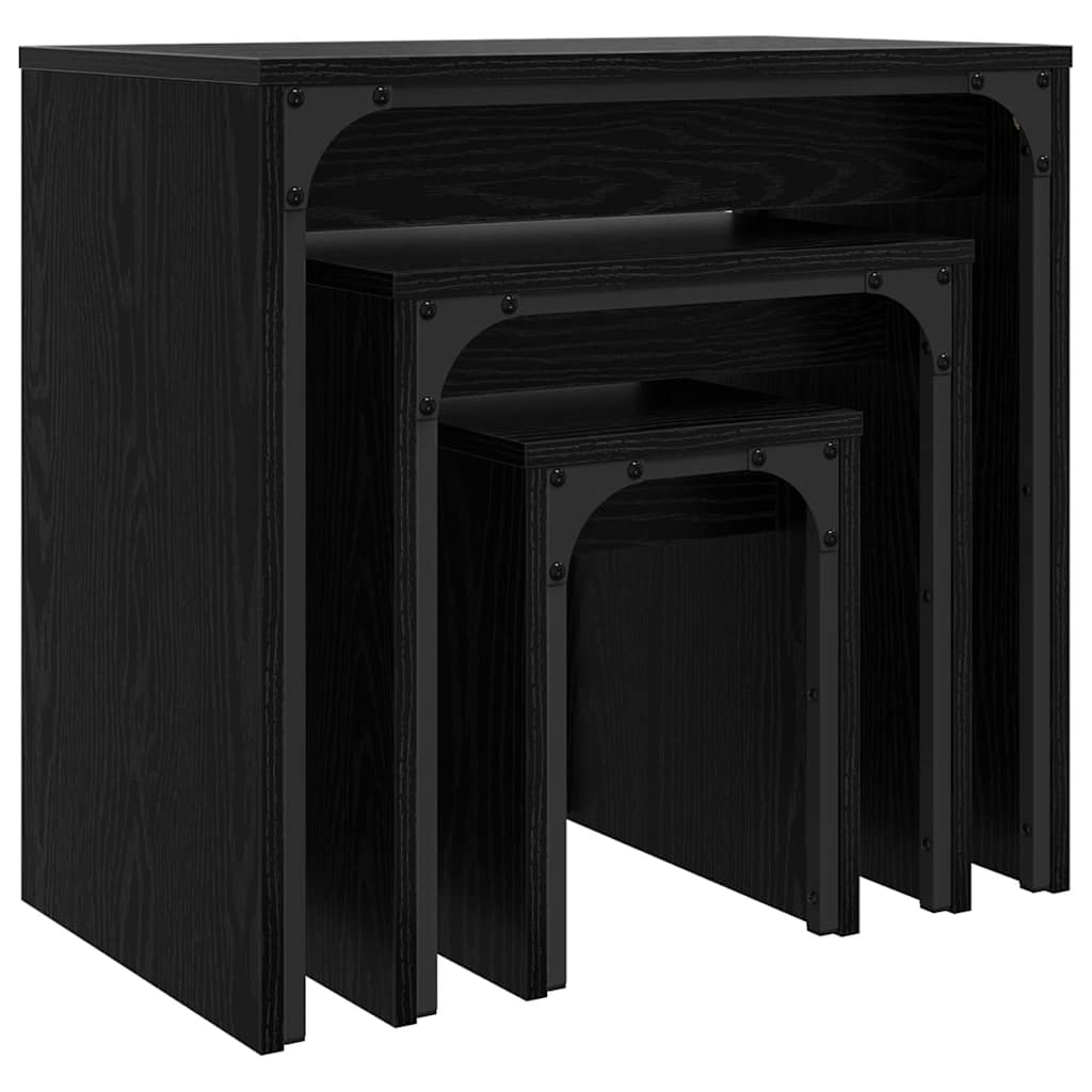 Kaffebord 3 pcs Svart Eik Konstruert tre