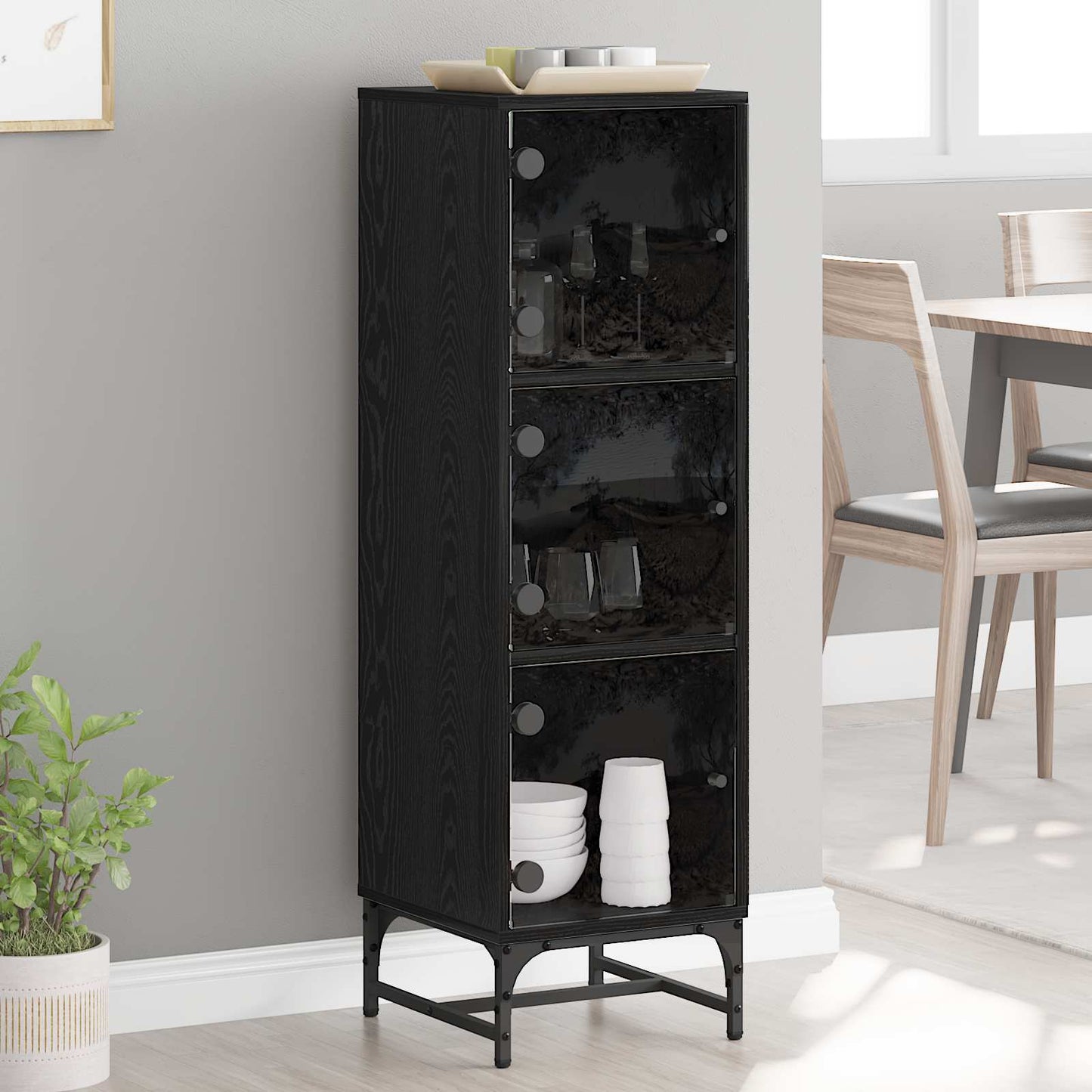Serviesskap Svart Eik 35 x 37 x 117 cm