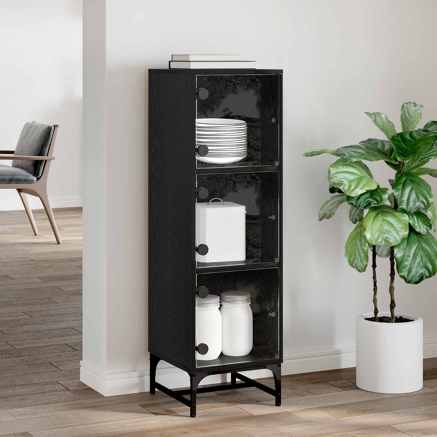 Serviesskap Svart Eik 35 x 37 x 117 cm