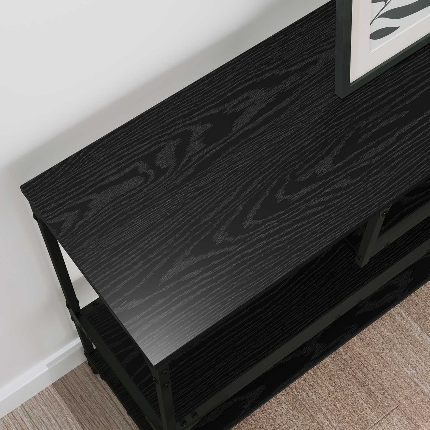 Konsollbord med hylle Svart Eik 100 x 30 x 75 cm Konstruert tre