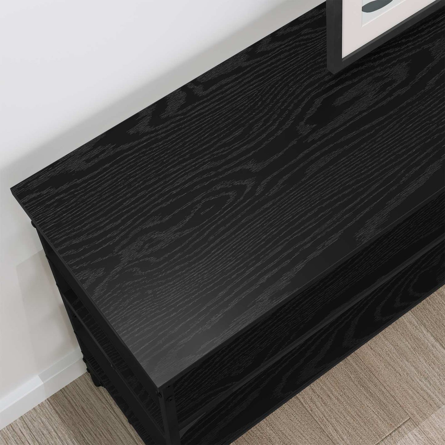 Konsollbord med hylle Svart eik 100 x 32 x 75 cm Konstruert tre