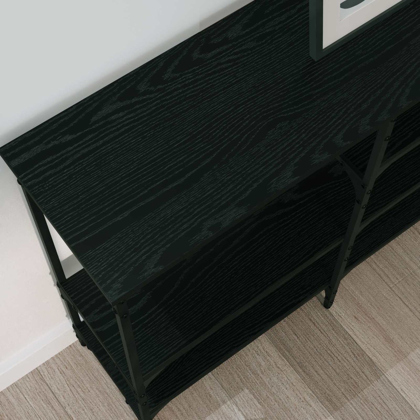 Konsollbord med hylle Svart eik 160 x 29 x 80 cm Konstruert tre