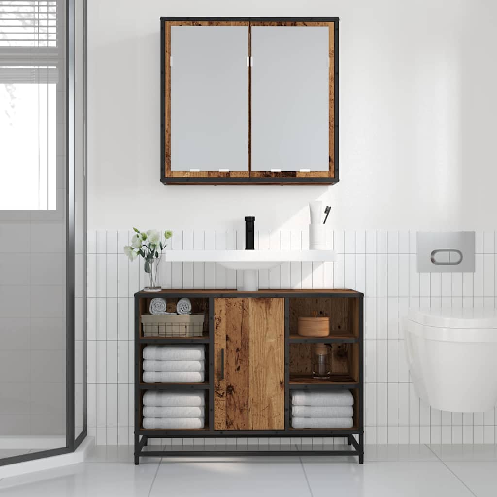 Vegghylle med hylle Veggmontert Gammelt tre 65 x 20 x 60 cm