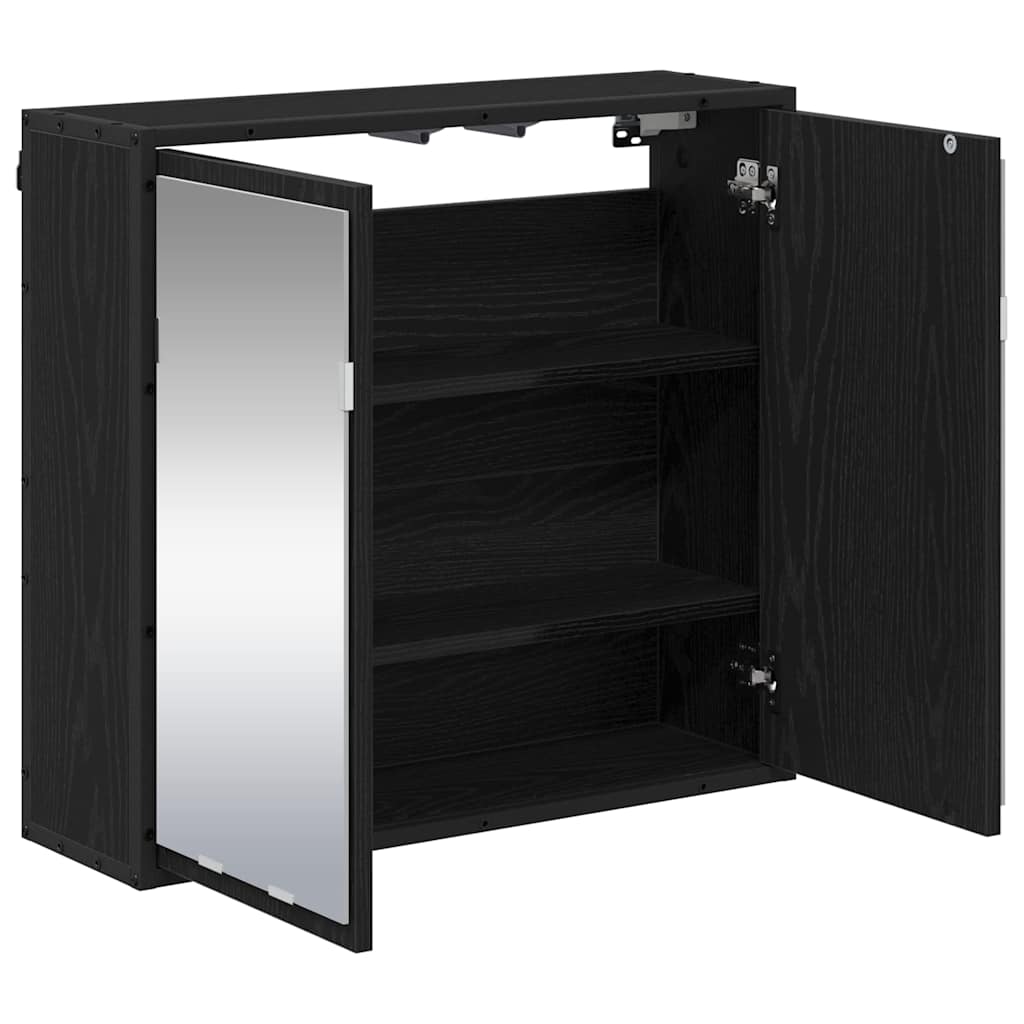 Vegghylle med hylle Veggmontert Svart Eik 65 x 20 x 60 cm