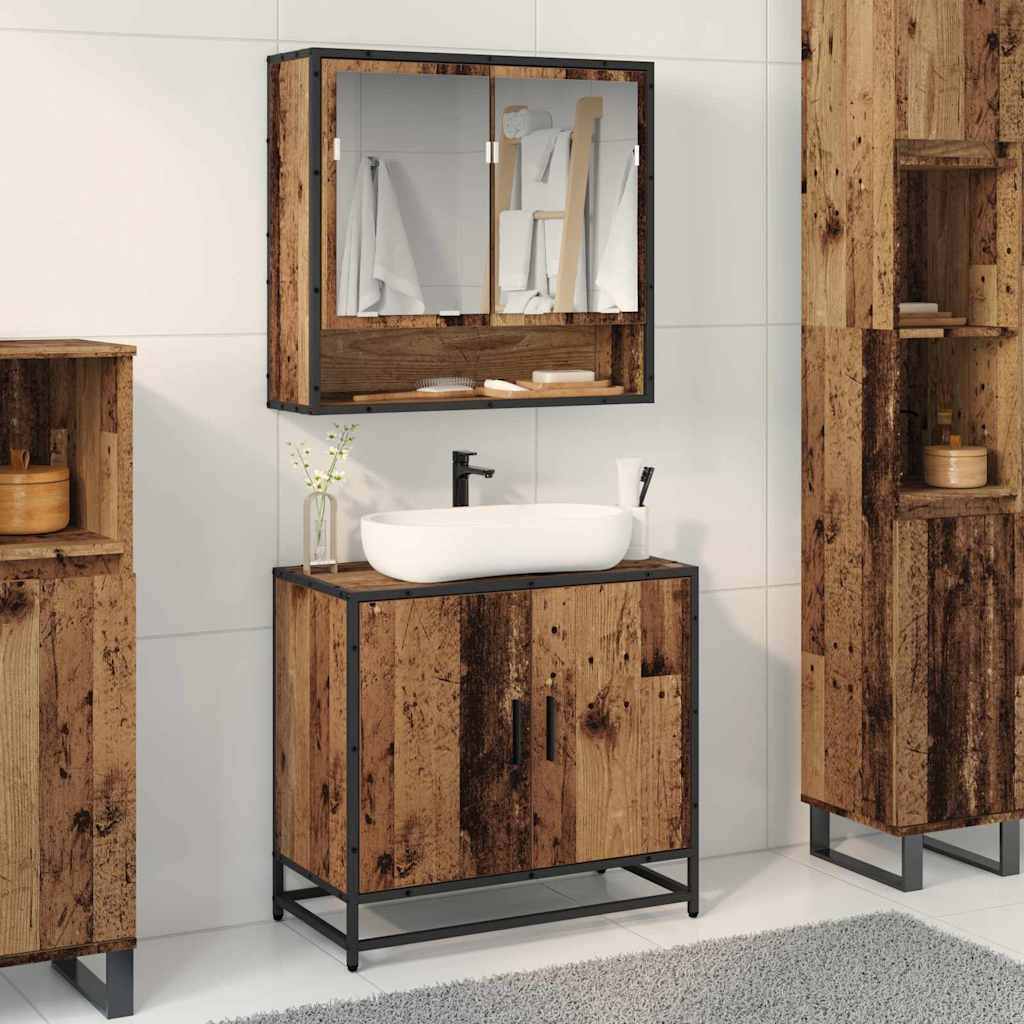Baderomsvaskeskap Gammelt tre 65 x 33 x 60 cm Konstruert tre