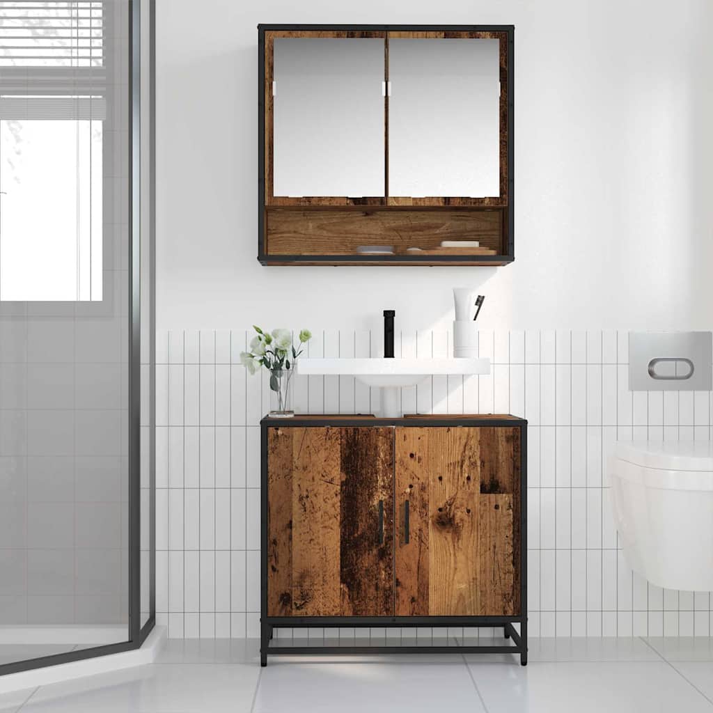Baderomsvaskeskap Gammelt tre 65 x 33 x 60 cm Konstruert tre