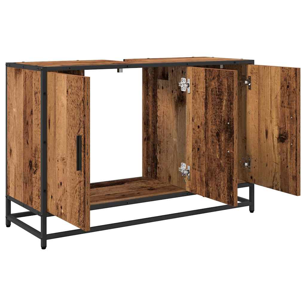 Baderomsskap med dør Gamle tre 90 x 33 x 60 cm Konstruert tre