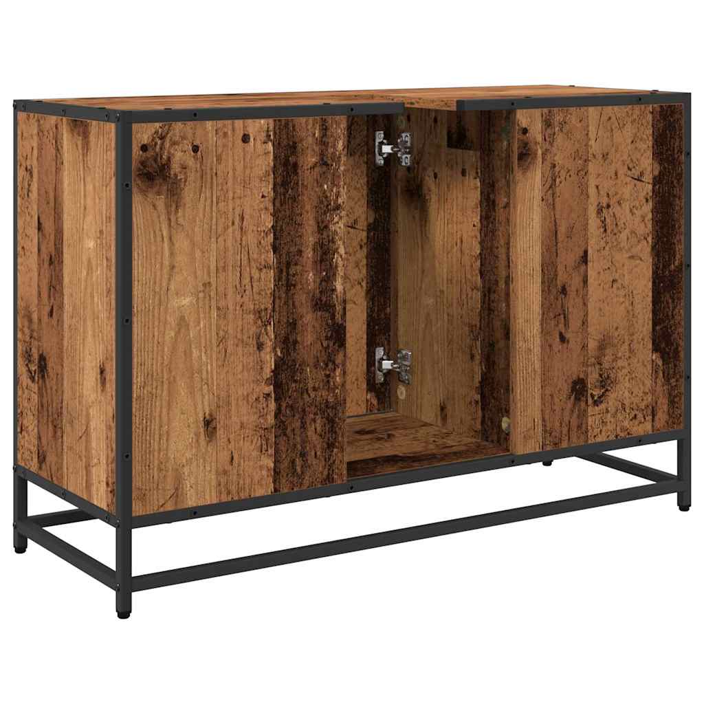 Baderomsskap med dør Gamle tre 90 x 33 x 60 cm Konstruert tre