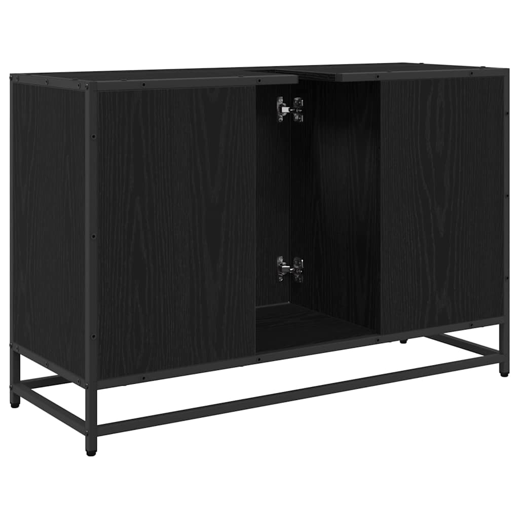 Baderomsskap med dør Svart Eik 90 x 33 x 60 cm Konstruert tre