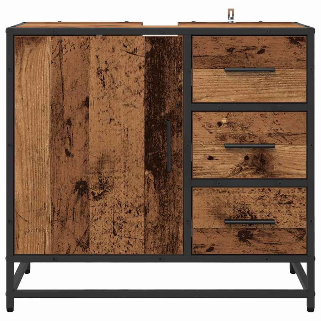 Baderomsskap med skuff Gamle tre 65 x 33 x 60 cm Konstruert tre