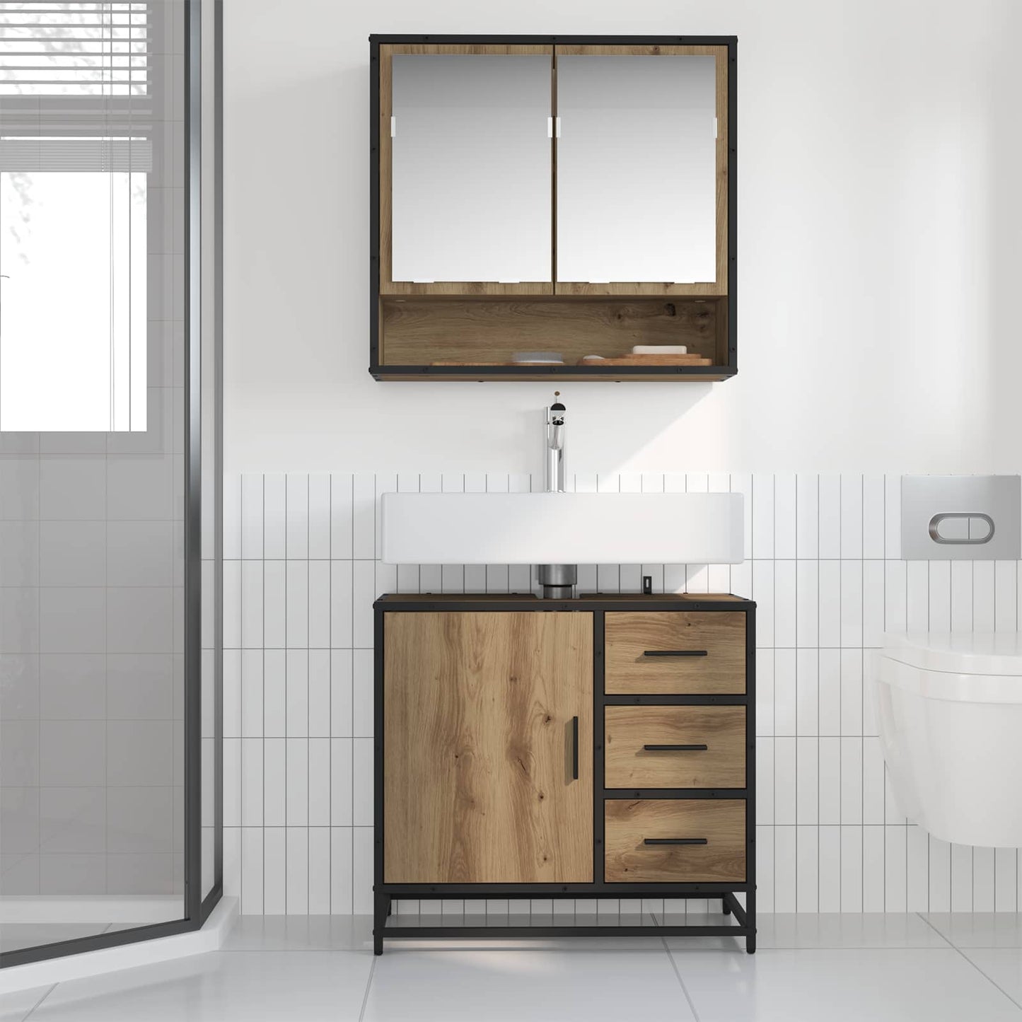 Baderomsskap Artisan Eik 65 x 33 x 60 cm Konstruert tre