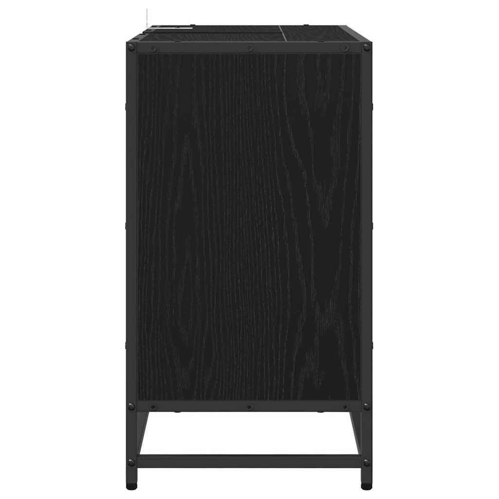 Baderomsskap med skuff Svart Eik 65 x 33 x 60 cm Konstruert tre
