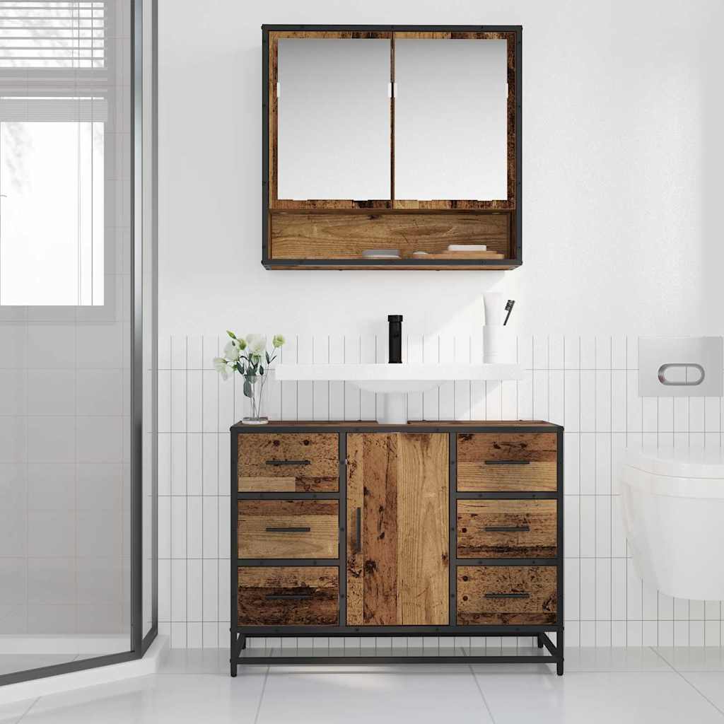 Baderomsvaskeskap Gammelt tre 80 x 33 x 60 cm Konstruert tre