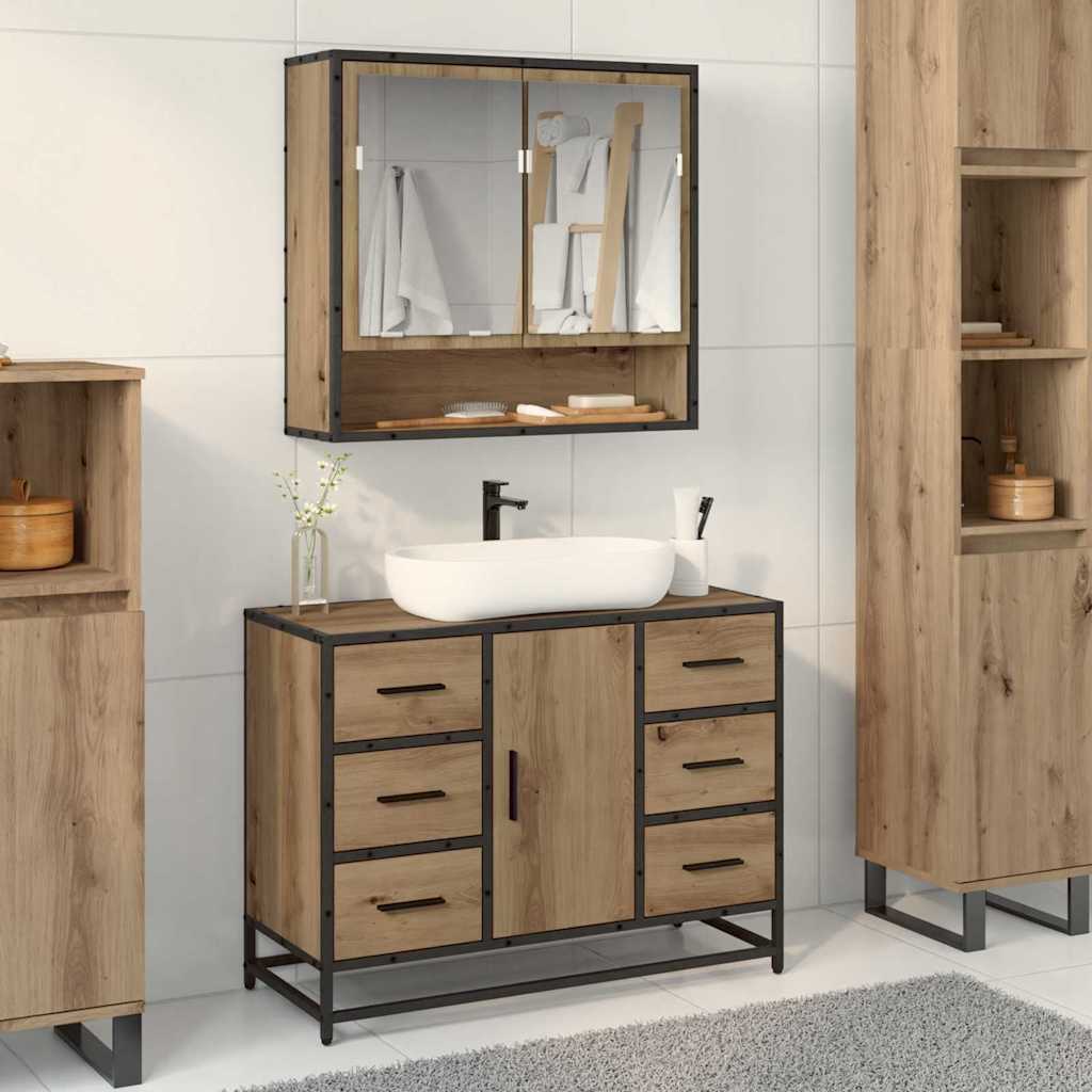 Baderomsvaskeskap artisan eik 80 x 33 x 60 cm Konstruert tre