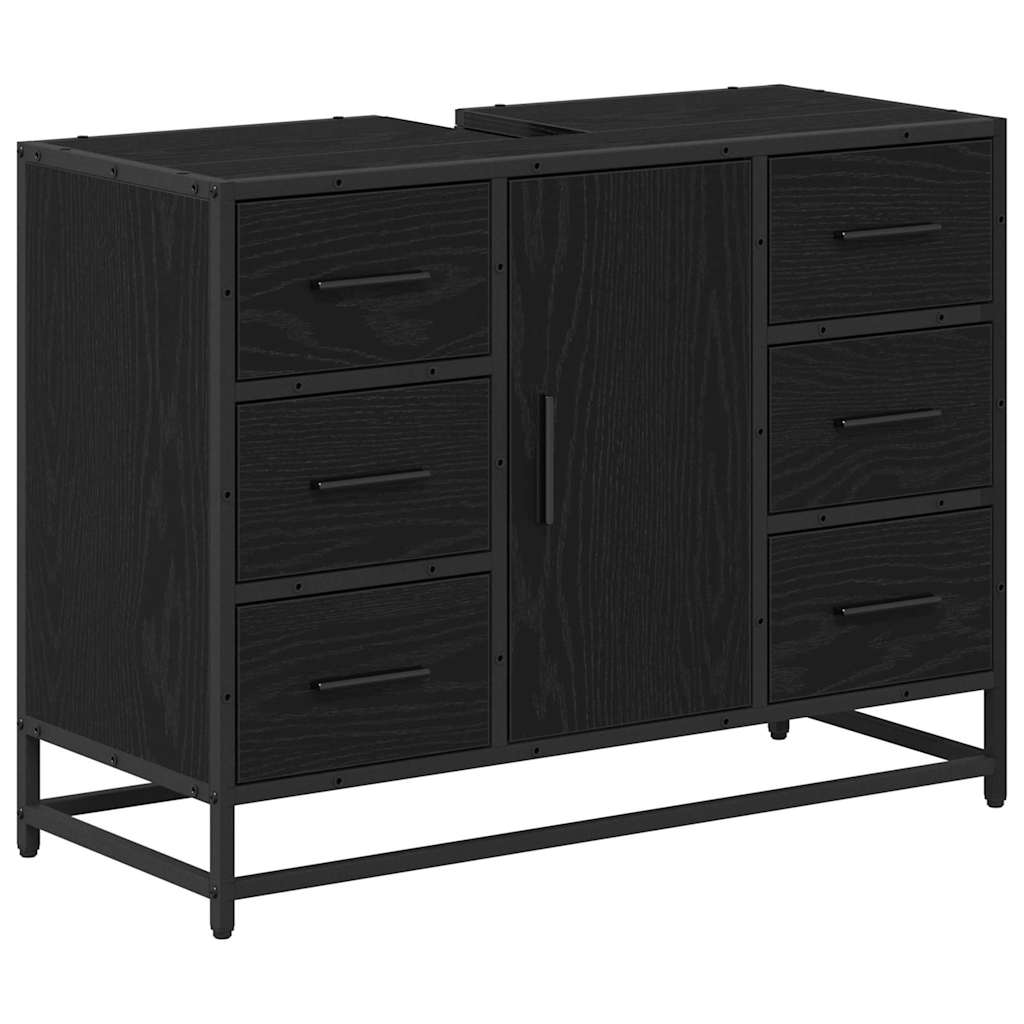 Baderomsvaskeskap Svart eik 80 x 33 x 60 cm Konstruert tre