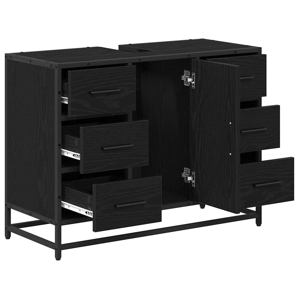 Baderomsvaskeskap Svart eik 80 x 33 x 60 cm Konstruert tre