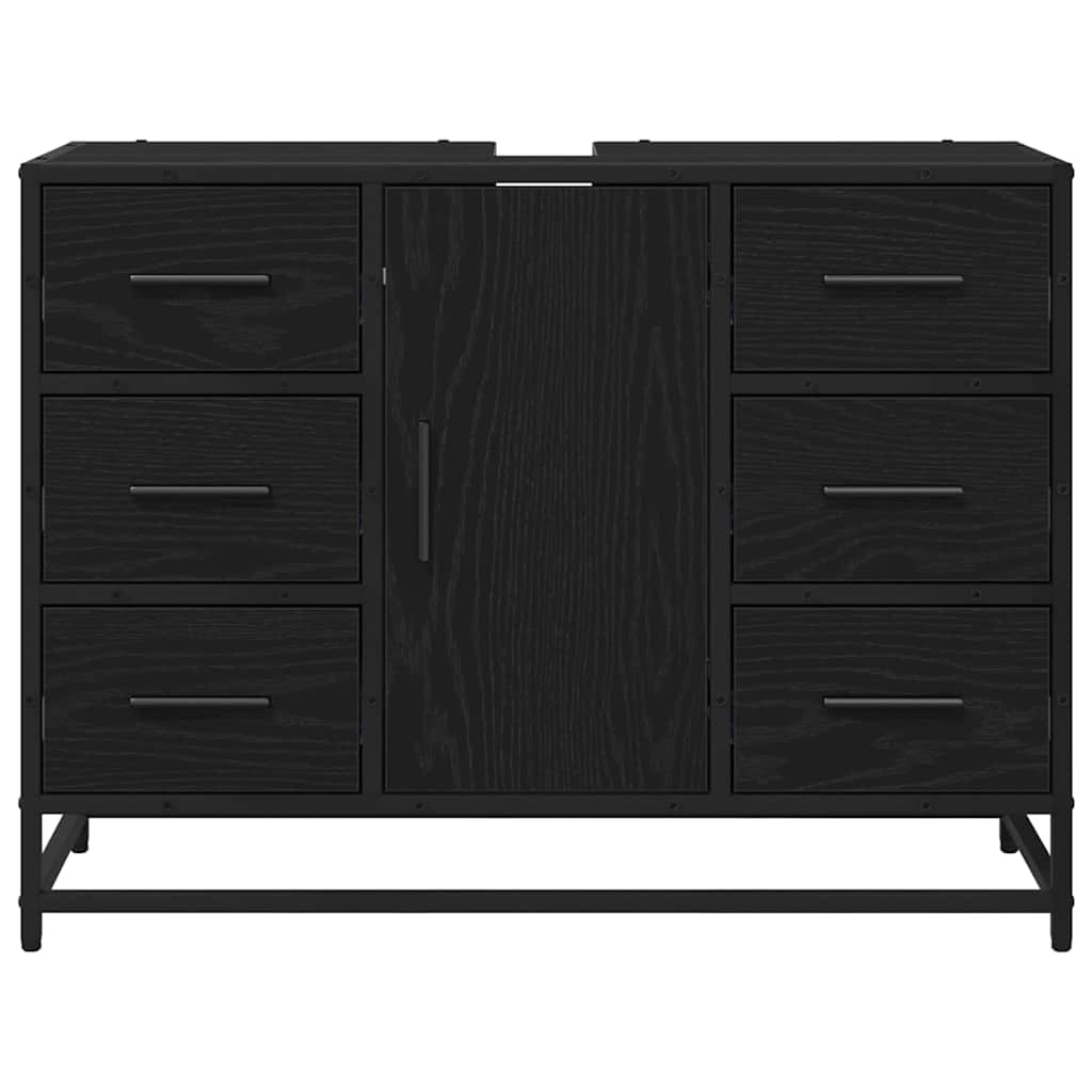 Baderomsskap med skuff Svart Eik 80 x 33 x 60 cm Konstruert tre