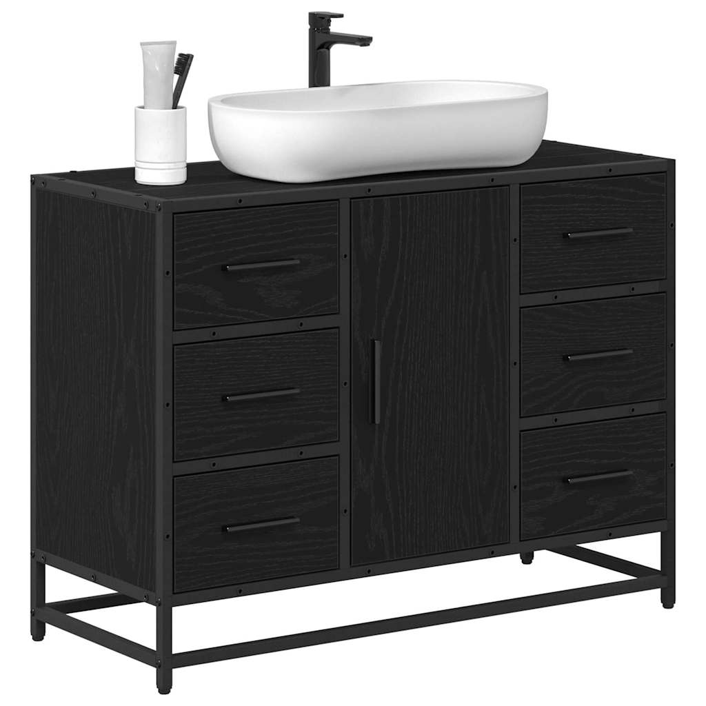 Baderomsvaskeskap Svart eik 80 x 33 x 60 cm Konstruert tre
