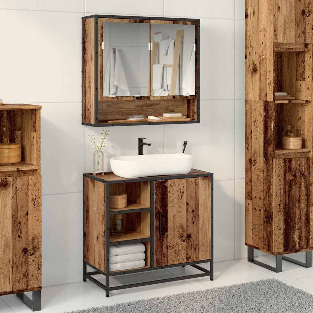 Baderomsvaskeskap Gammelt tre 65 x 33 x 60 cm Konstruert tre
