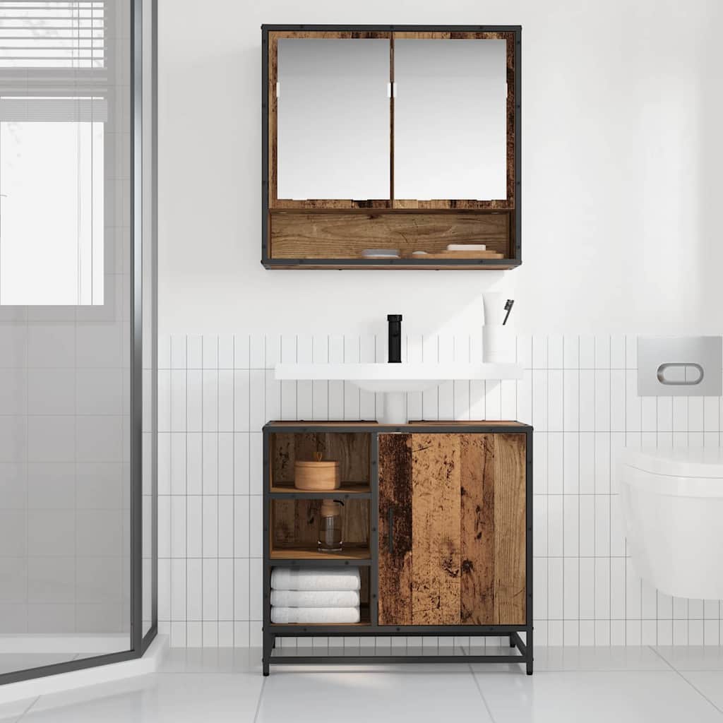 Baderomsvaskeskap Gammelt tre 65 x 33 x 60 cm Konstruert tre