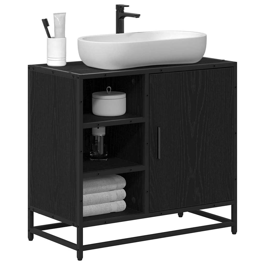 Baderomsskap med hylle Svart Eik 65 x 33 x 60 cm Konstruert tre
