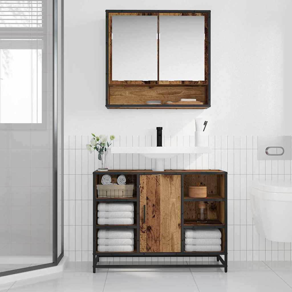Baderomsvaskeskap Gammelt tre 80 x 33 x 60 cm Konstruert tre