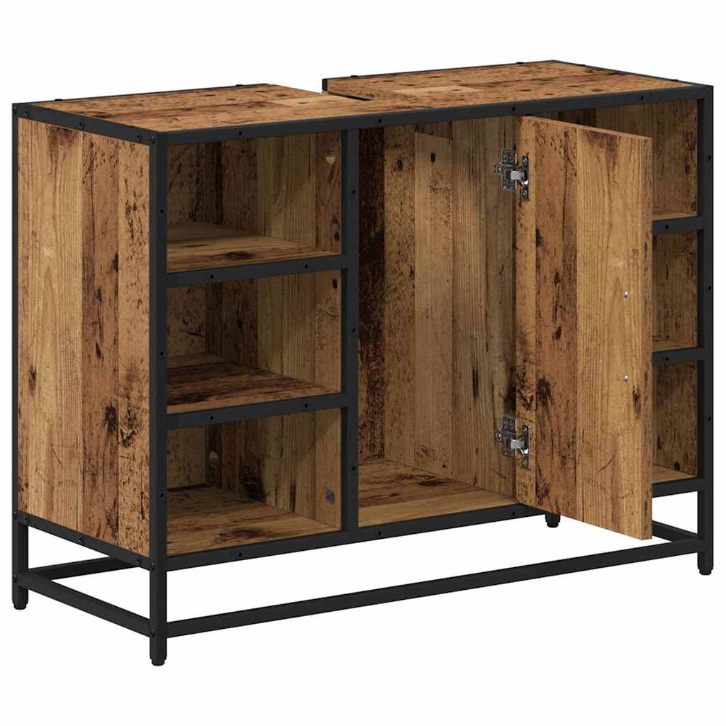 Baderomsskap med hylle Gamle tre 80 x 33 x 60 cm Konstruert tre