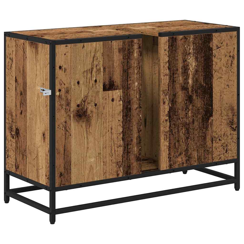 Baderomsskap med hylle Gamle tre 80 x 33 x 60 cm Konstruert tre