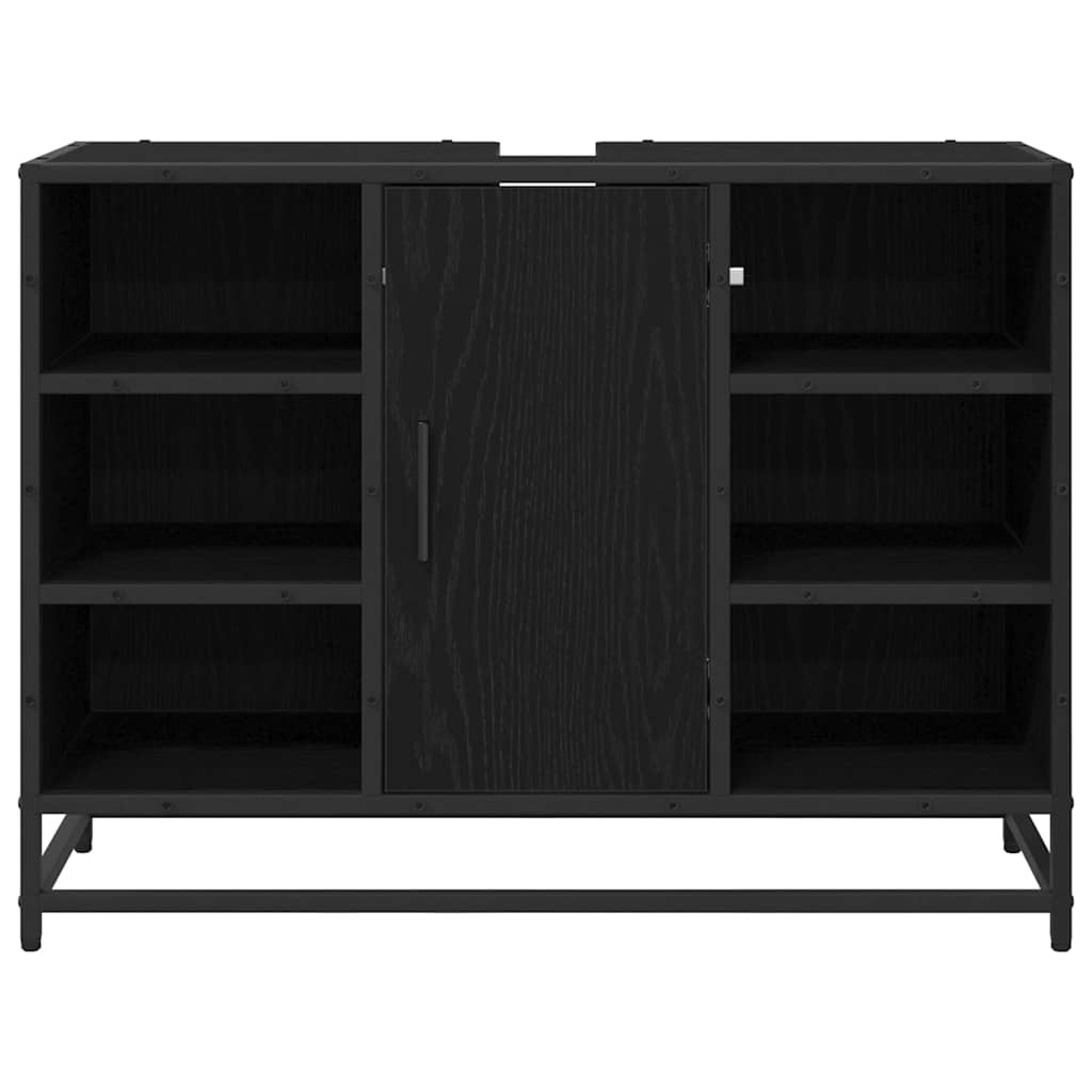 Baderomsskap med hylle Svart Eik 80 x 33 x 60 cm Konstruert tre