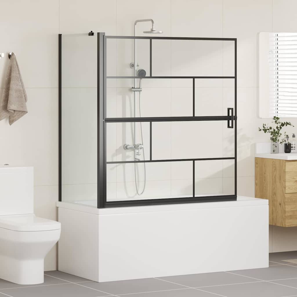 Bade dusjvegg Svart og gjennomsiktig 116 x 68 x 128 cm
