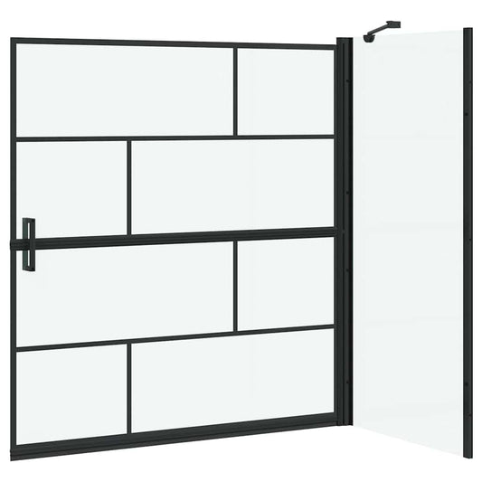 Bade dusjvegg Svart og gjennomsiktig 116 x 68 x 128 cm
