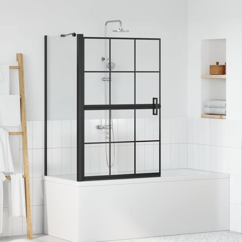 Bade dusjvegg Svart og gjennomsiktig 80 x 68 x 128 cm