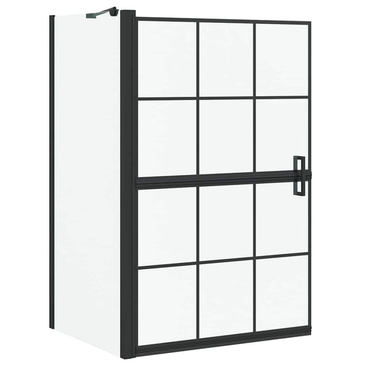Bade dusjvegg Svart og gjennomsiktig 80 x 68 x 128 cm