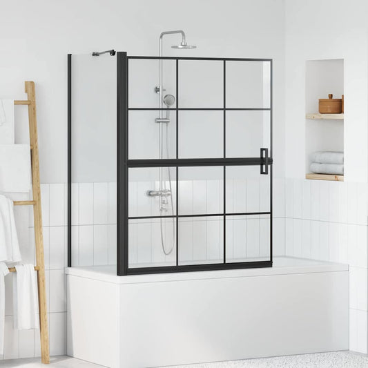 Bade dusjvegg Svart og gjennomsiktig 100 x 68 x 128 cm