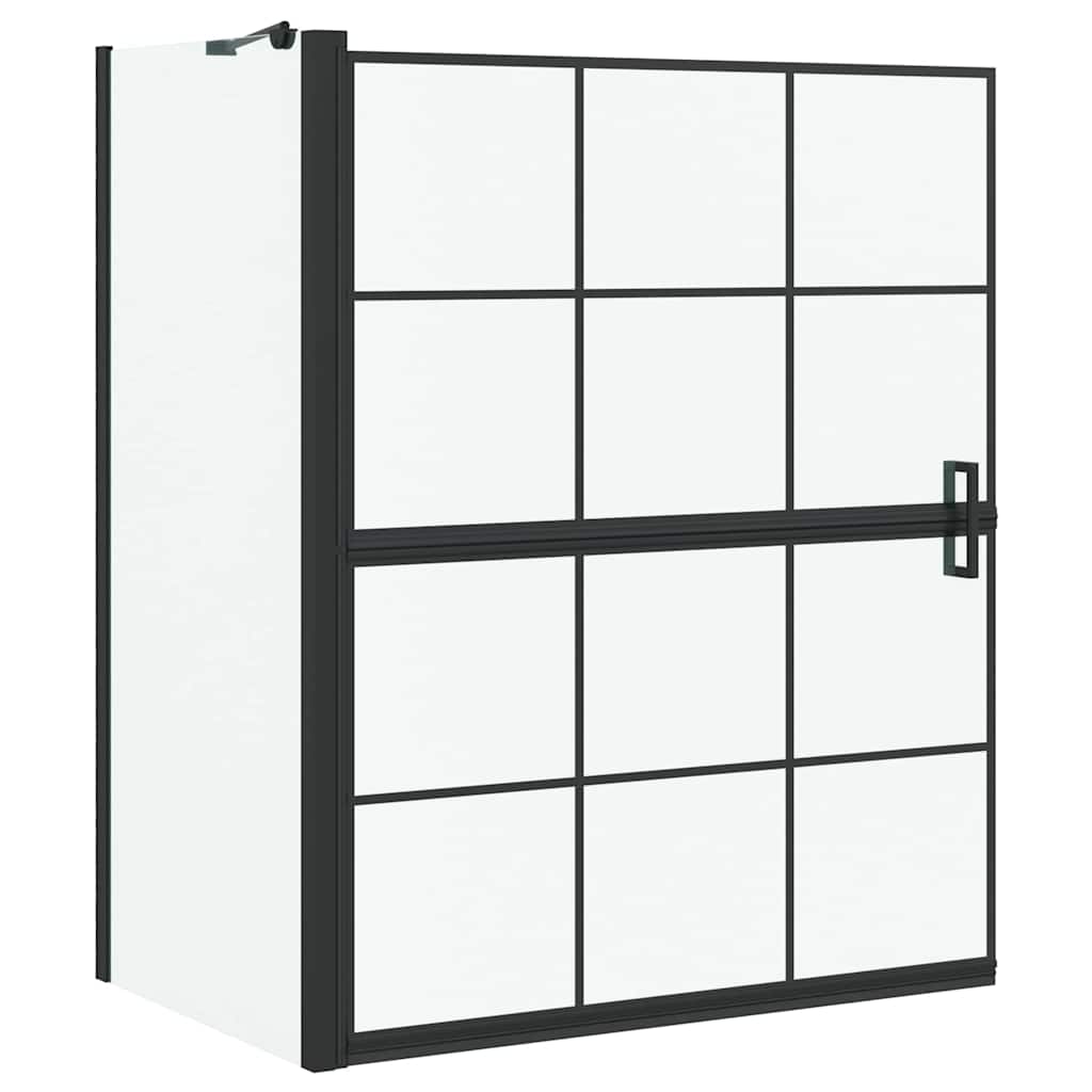 Bade dusjvegg Svart og gjennomsiktig 100 x 68 x 128 cm