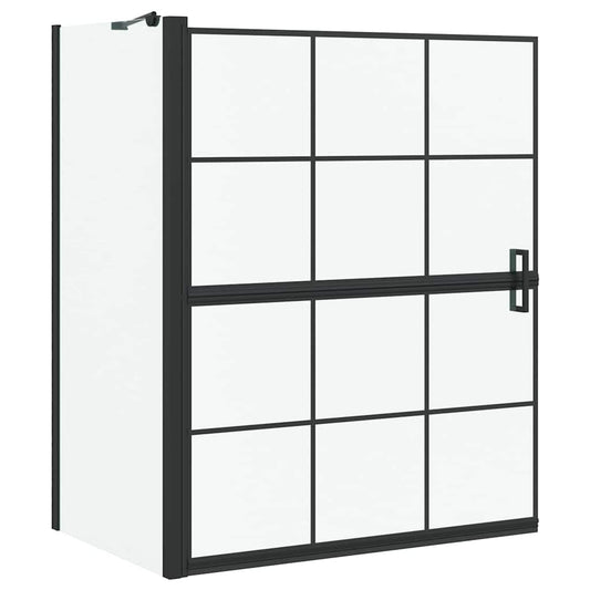 Bade dusjvegg Svart og gjennomsiktig 100 x 68 x 128 cm