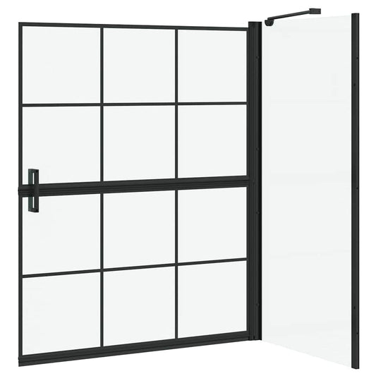 Bade dusjvegg Svart og gjennomsiktig 100 x 68 x 128 cm