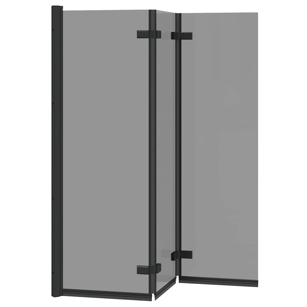 Dusjinnhegning Svart 130 x 138 cm ESG Glass og Aluminium