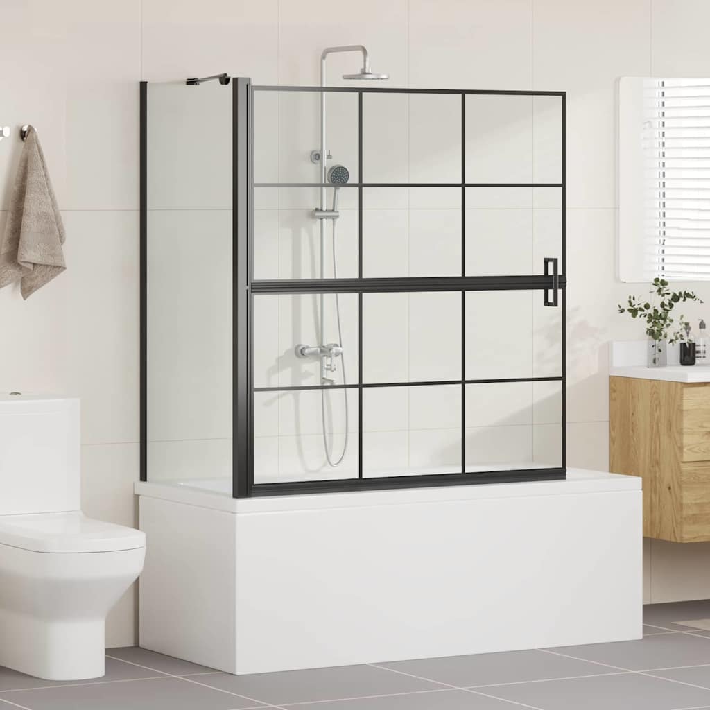 Bade dusjvegg Svart og gjennomsiktig 116 x 68 x 128 cm