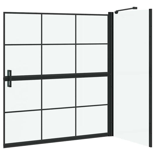 Bade dusjvegg Svart og gjennomsiktig 116 x 68 x 128 cm