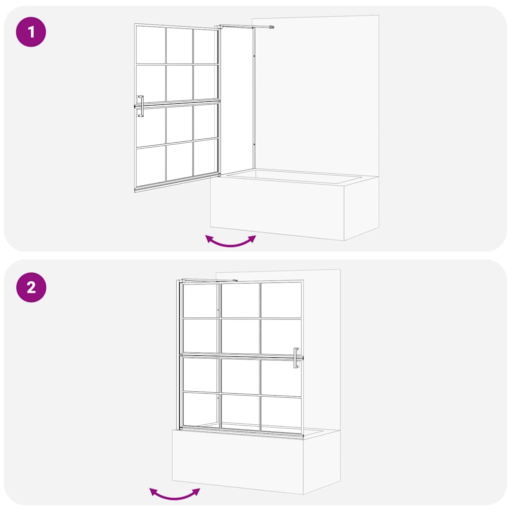 Bade dusjvegg Svart og gjennomsiktig 116 x 68 x 128 cm