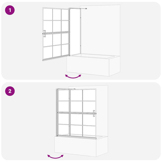 Bade dusjvegg Svart og gjennomsiktig 116 x 68 x 128 cm