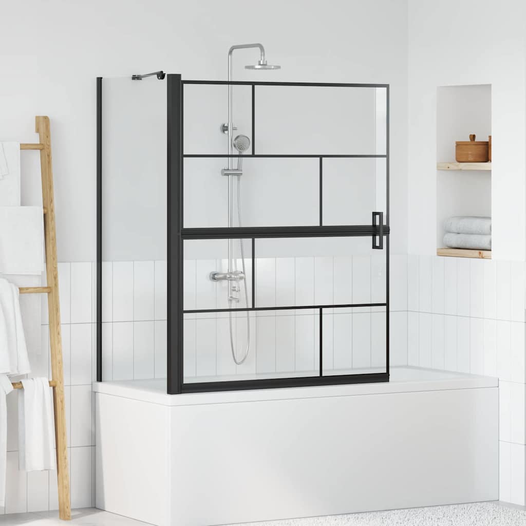 Bade dusjvegg Svart og gjennomsiktig 100 x 68 x 128 cm