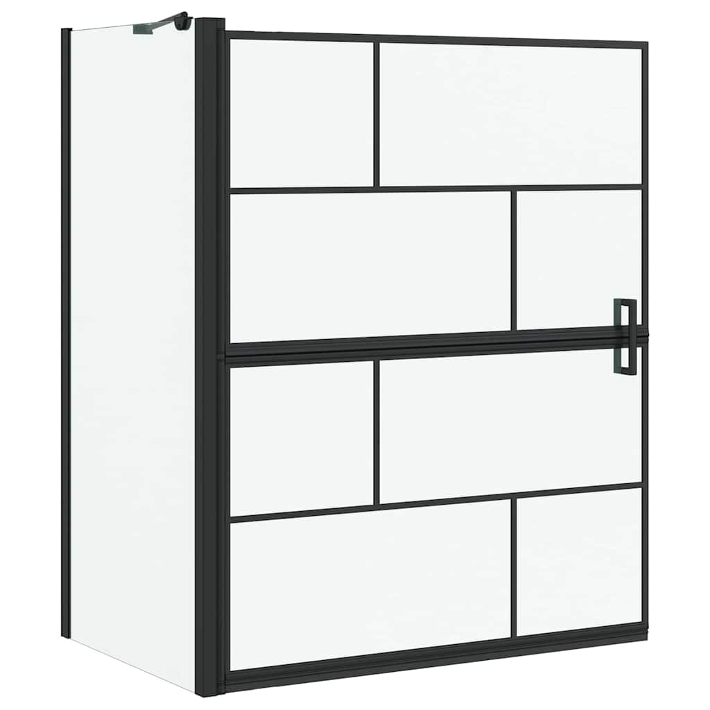 Bade dusjvegg Svart og gjennomsiktig 100 x 68 x 128 cm