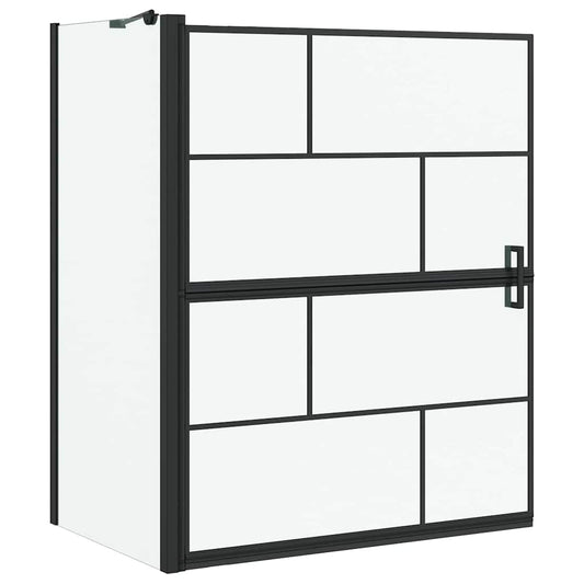 Bade dusjvegg Svart og gjennomsiktig 100 x 68 x 128 cm