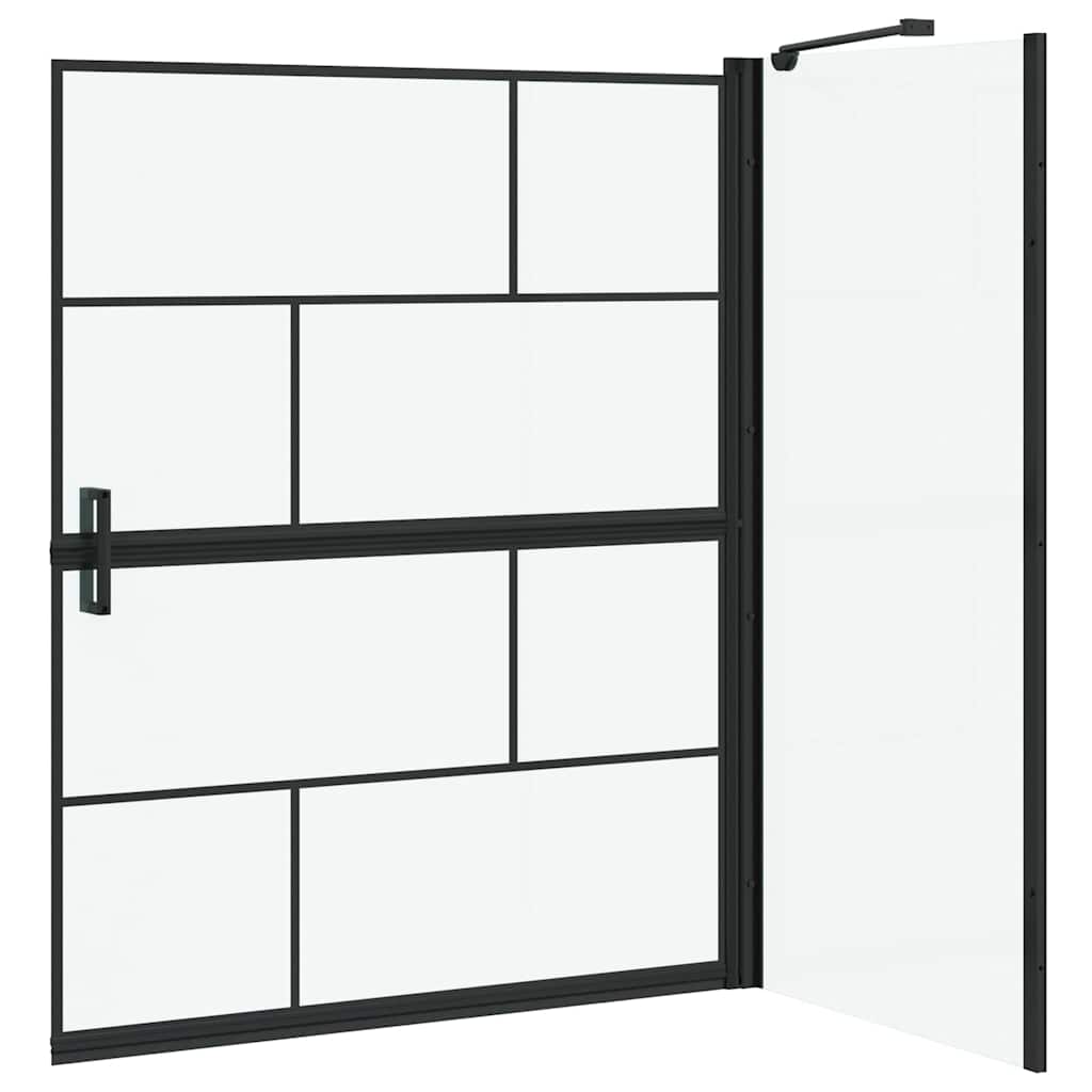 Bade dusjvegg Svart og gjennomsiktig 100 x 68 x 128 cm