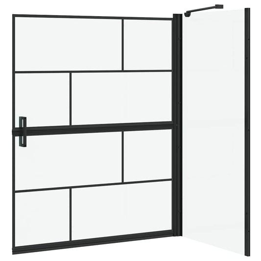 Bade dusjvegg Svart og gjennomsiktig 100 x 68 x 128 cm