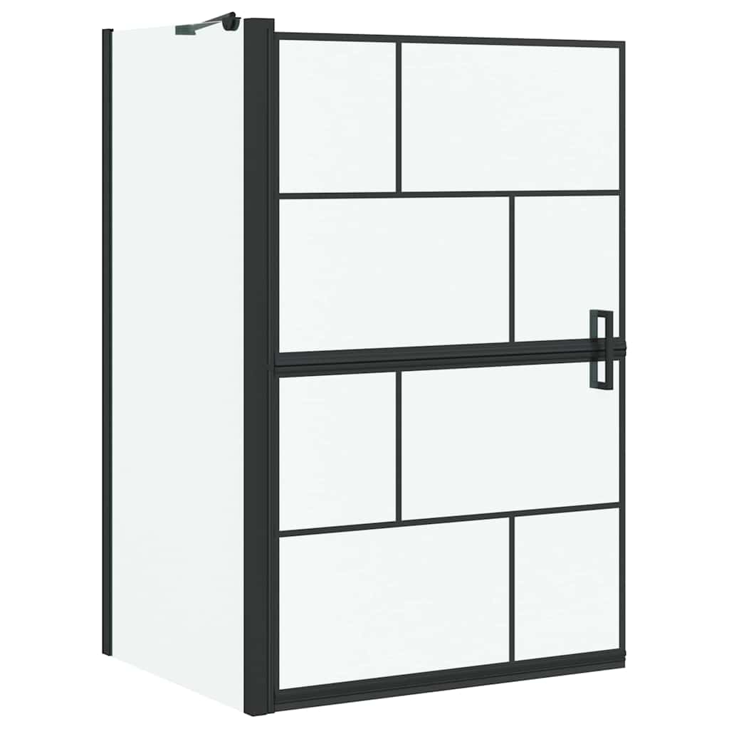 Bade dusjvegg Svart og gjennomsiktig 80 x 68 x 128 cm